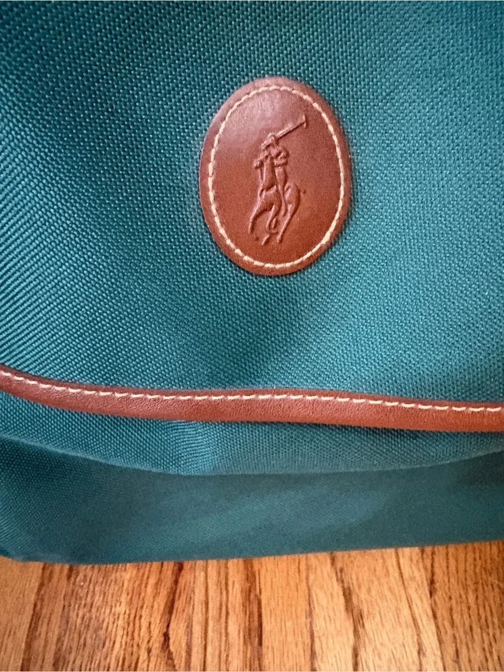 Polo by Ralph Lauren Teal Canvas Travel Duffel with Brown Leather Trim